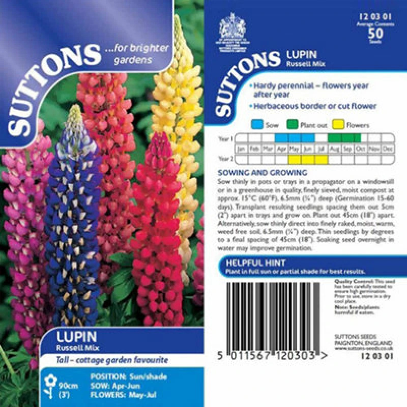 Image of Thompson & Morgan Lupin Russell Mix 1 Seed Packet (50 Seeds)