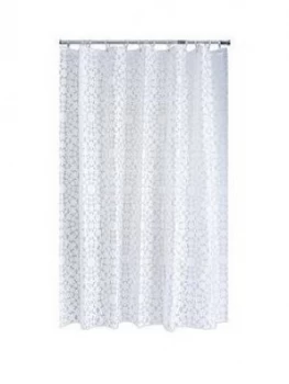 image of Aqualona White Flora Shower Curtain