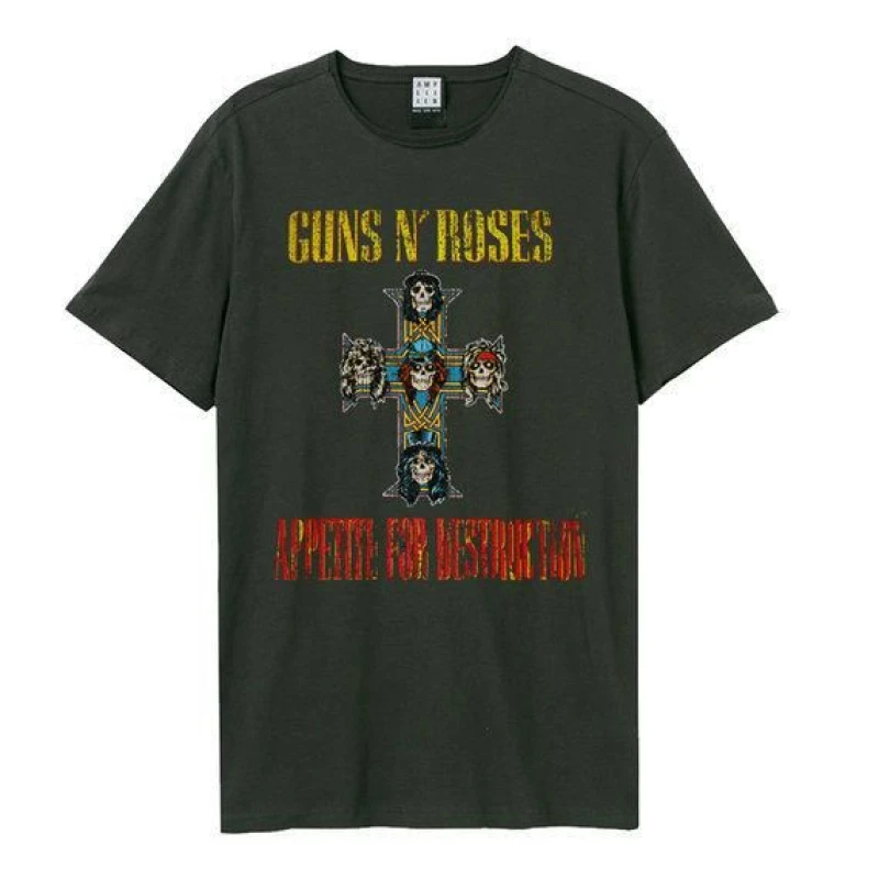 Image of Amplified Amplified Men Appetite For Destruction World Tour Guns N Roses T-Shirt in Charcoal Size: Small Charcoal S Male 5063470345830