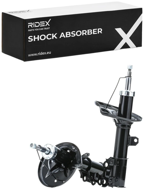 Image of RIDEX 854S2599 Shock absorber Front Axle Left, Gas Pressure, Twin-Tube, Suspension Strut, Bottom Yoke Shock Absorber (854)