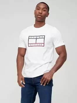 Image of Tommy Hilfiger Outline Linear Flag T-Shirt - White, Size L, Men