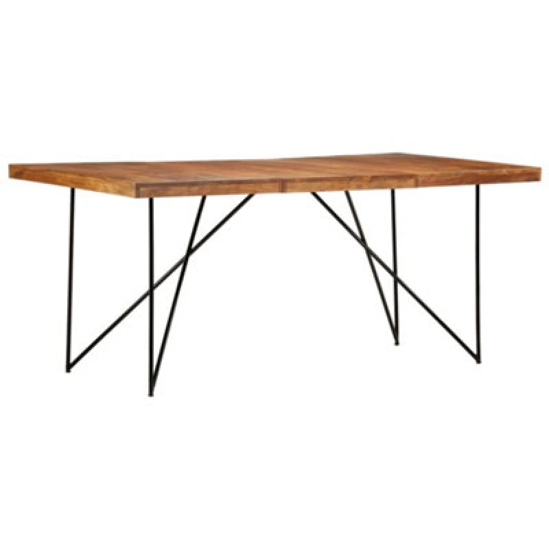 Image of vidaXL Solid Acacia Wood Dining Table with Black Legs Dinner Table Dining Room