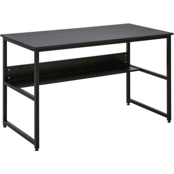 Image of Homcom - Two-Tier Writing Work Desk Metal Frame Smooth Shelves Storage Shelf Black