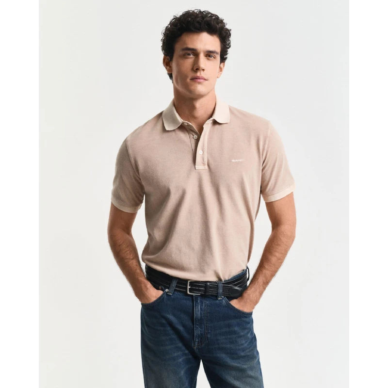 Image of Gant Sunfaded Piqu Polo Shirt Sand male M