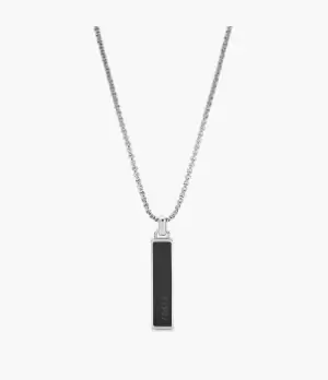 Image of Fossil Men Dive Black Agate Pendant Necklace