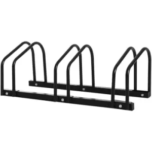 Bike Parking Rack Bicycle Locking Storage Stand for 3 Cycling Black - Black - Homcom