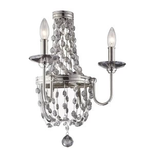 Image of 2 Light Indoor Candle Wall Light Polished Nickel, E14