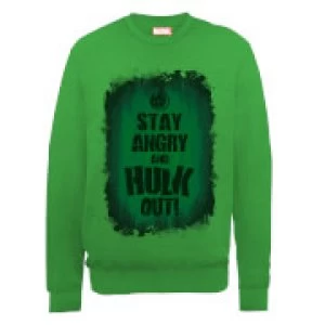 Image of Marvel Avengers Assemble Hulk Stay Angry Sweatshirt - Green - XXL