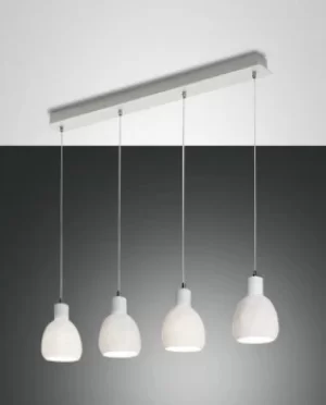 Image of Marina Straight Bar Pendant Ceiling Light White Glass, E27