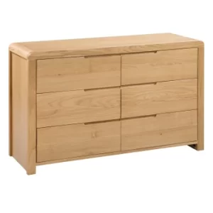 Image of Curve Wide 6 Drawer Chest of Drawers Brown