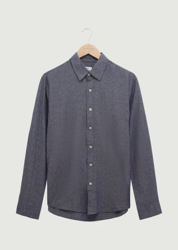 Image of Peter Werth Mens Kent Long Sleeve Shirt in Dark Indigo for Smart Casual Style Size: Small Dark Indigo Male S