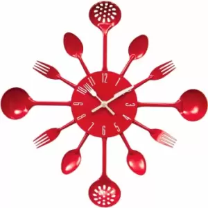 Red Cutlery Metal Wall Clock - Premier Housewares