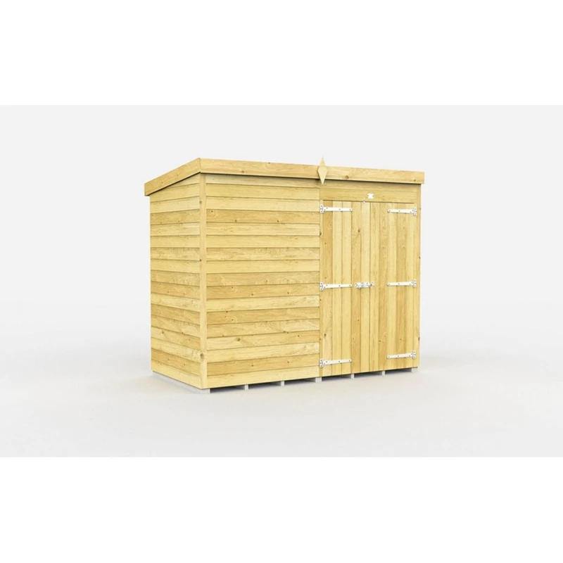 Image of Buttercup Farm 8 x 4 Feet Pent Shed - Double Door W/O Windows - L118 x W243 x H201cm in Brown Brown Unisex