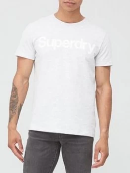 Image of Superdry Core Logo T-Shirt - White, Grey Marl Size M Men
