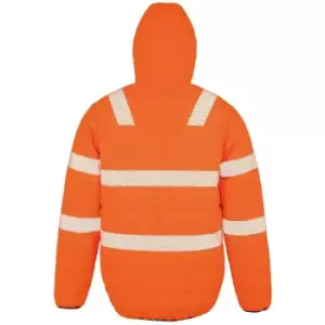 image of Result Genuine Recycled Mens Ripstop Padded Jacket (L) (Fluorescent Orange) - Fluorescent Orange