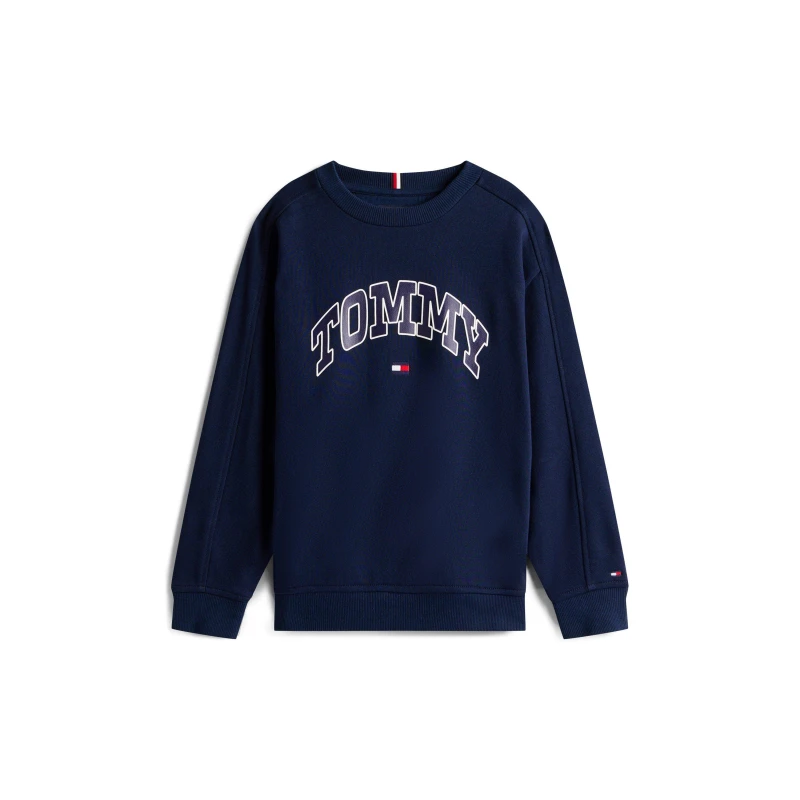 Image of Tommy Hilfiger Kids Varsity Cotton-Mix Relaxed Fit Crew Sweatshirt Night Navy C1G male 4Y