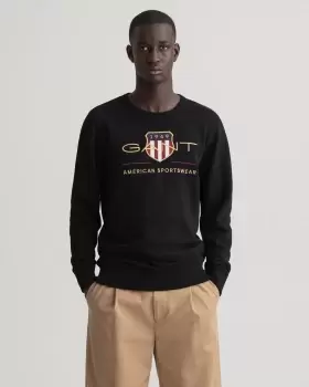 Image of GANT Men Archive Shield Crew Neck Sweatshirt (4XL) Black