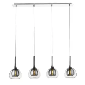 Image of Contemporary Bar Pendant Ceiling 4 Light Smoked Grey, Glass