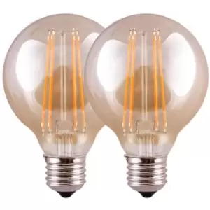 image of Harper Living 8 Watts G95 E27 LED Bulb Amber Globe Warm White Dimmable, Pack of 2