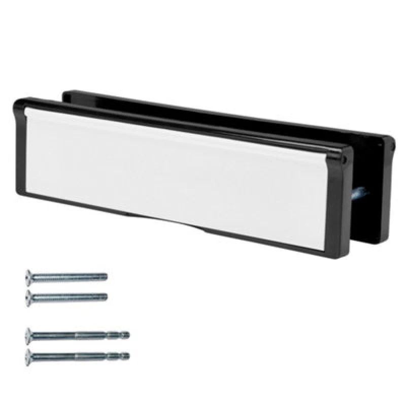 Image of Keypak 10" (27Cm) Door Letterbox - Fits 40-80mm Doors, Telescopic Sleeved Letter Box, Black/white