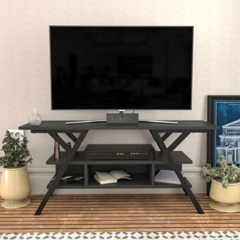 Image of Decorotika Minerva TV Stand TV Unit For Tv's Up To 55" Black And Anthracite