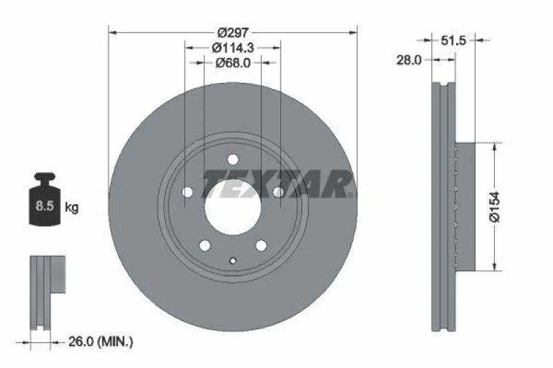 Image of Brake disc TEXTAR 92295003