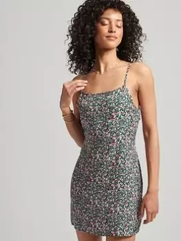 Image of Superdry Vintage Classic Camo Ditsy Mini Dress - Pink, Size 10, Women