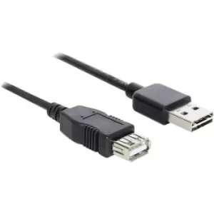 image of Delock USB cable USB 2.0 USB-A plug, USB-A socket 5m Black Duplex use connector, gold plated connectors, UL-approved 83373