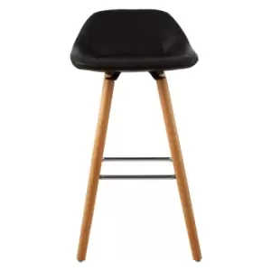 image of Scandi Bar Stool in Faux Leather with Beechwood Legs