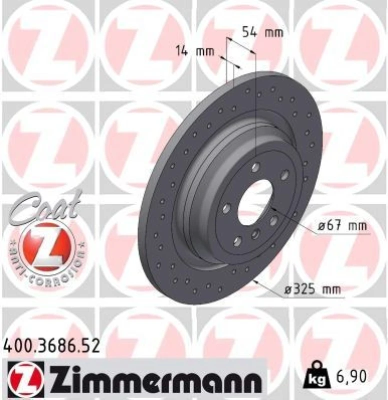 Image of ZIMMERMANN Brake disc ZIMMERMANN 400.3686.52