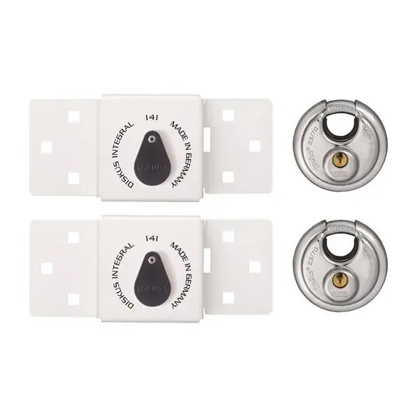 image of ABUS MECHANICAL ABUS Mechanical Diskus Integral Van Lock White Padlock Twin Pack ABUVANLOCKT 4003318876097