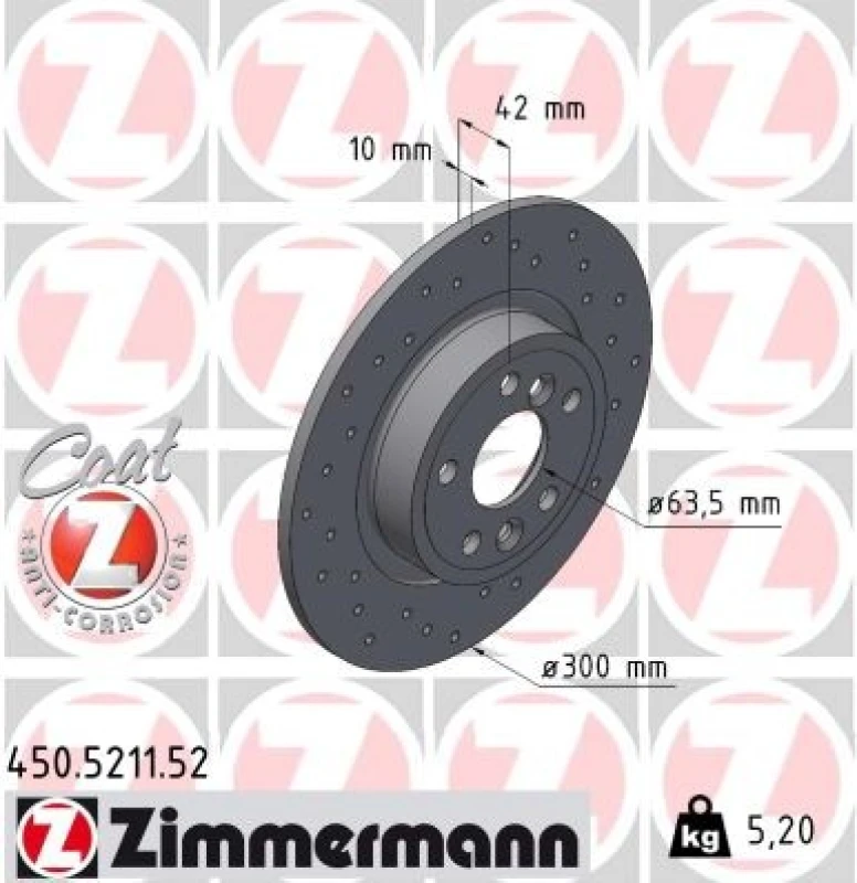 Image of ZIMMERMANN Brake disc ZIMMERMANN 450.5211.52