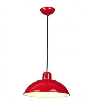 Image of 1 Light Dome Ceiling Pendant Red, E27