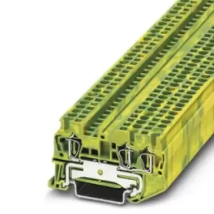 image of Phoenix Contact St 2,5-Twin-Pe Terminal Block, Din Rail, 3Pos, 12Awg