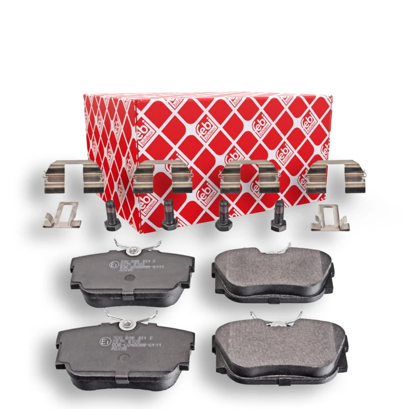 Image of FEBI BILSTEIN 16382 Brake pad set Rear Axle, excl. wear warning contact, with fastening material Brake Pad Set,disc brake (402)