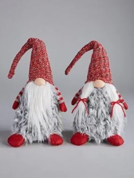 image of Festive Set 2 Grey/Red Plush Gonk Christmas Decorations