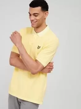 Image of Lyle & Scott Pigment Dyed Polo Shirt - Yellow, Yellow, Size L, Men