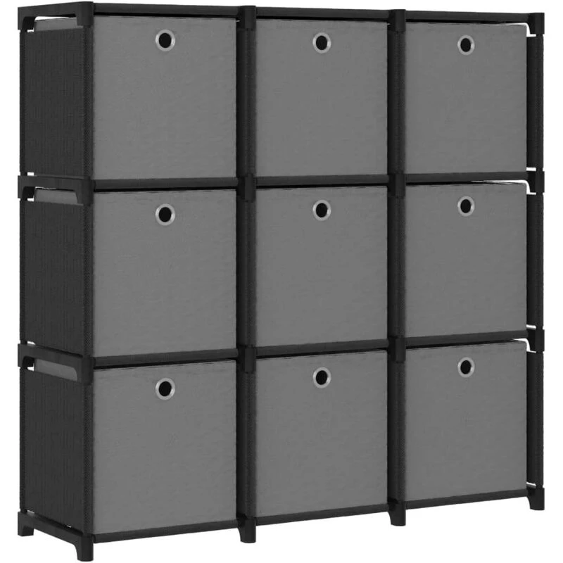 Image of VIDAXL Vidaxl - 9-Cube Display Shelf with Boxes Black 103x30x107.5cm Fabric 8720286042687