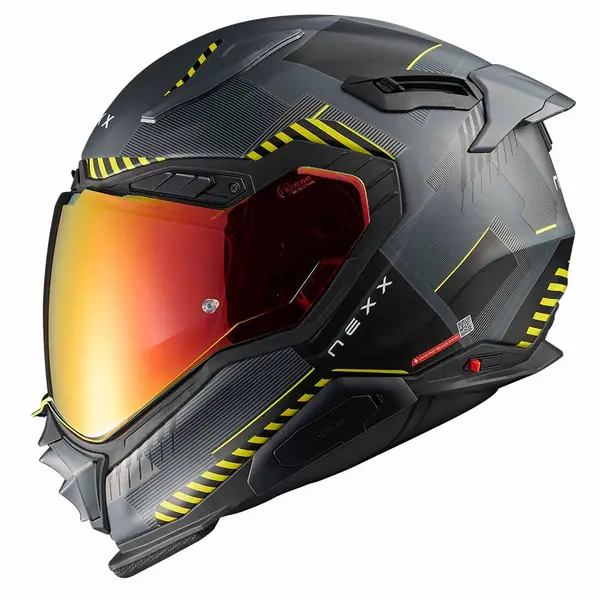 Image of Nexx X.WST3 Fluence Grey Yellow Matt Full Face Helmet Size S