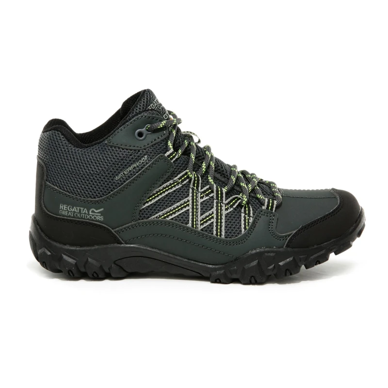 Image of Regatta Boys Edgepoint Mid Polyester Walking Boots UK Size 1 (EU 33) Briar/Elctric Lime RKF622-BPA-1