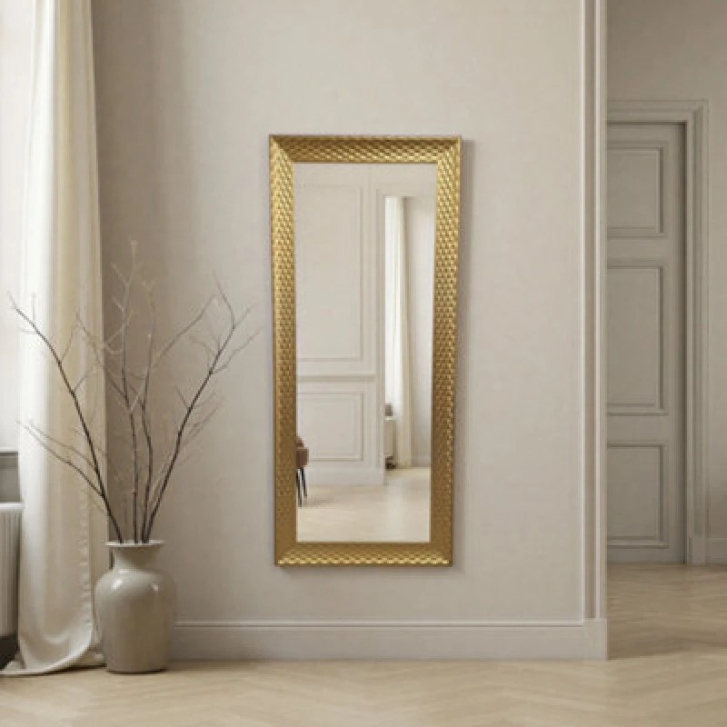 Image of Yearn Diamont Tall Framed Gold Bevelled Mirror