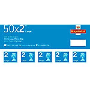 Image of Royal Mail 2nd Class Large Letter Postage Stamps 50 Pieces