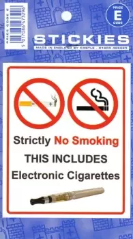 image of Indoor Vinyl Sticker White No Electronic Cigarettes CASTLE PROMOTIONS V552