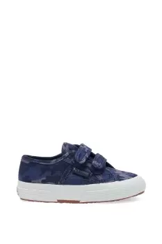 Image of Superga 2750 Kids Straps Camo Ripstop Trainer Unisex Blue Grey Dark Camouflage U