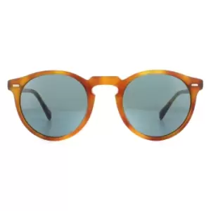 image of Round Semi Matte LBR Indigo Photochromic Sunglasses