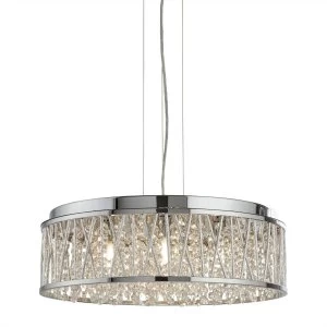 Image of 7 Light Ceiling Pendant Chrome with Glass Crystals, G9