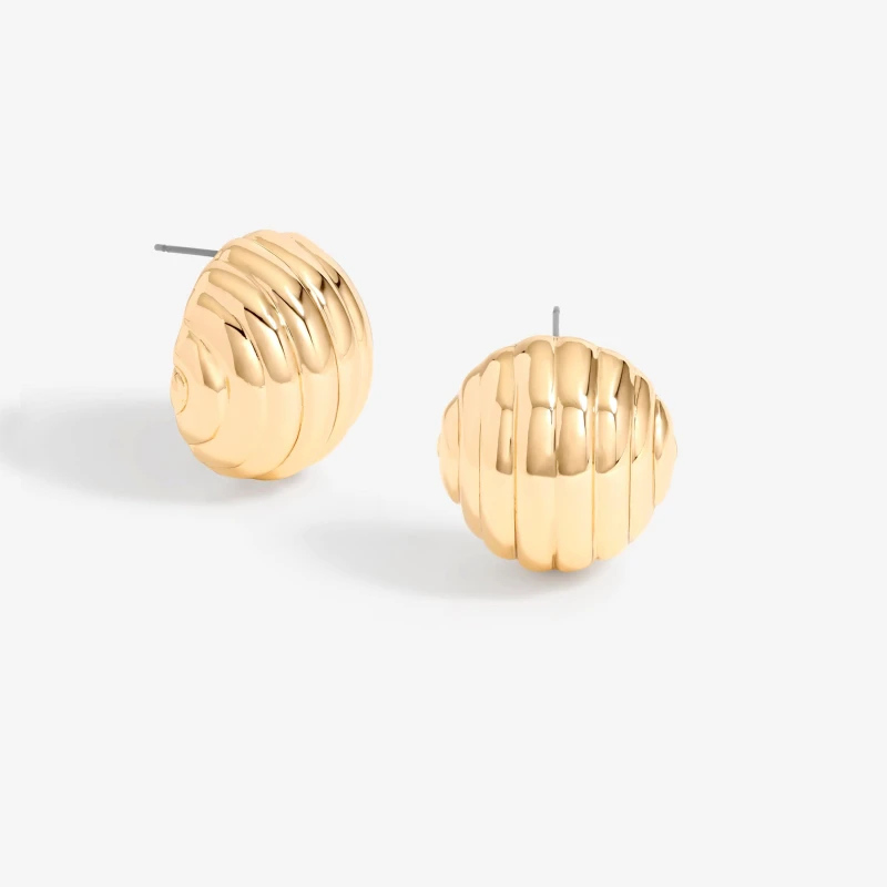 Image of Mood Gold Large Ridged Stud Earrings Gold
