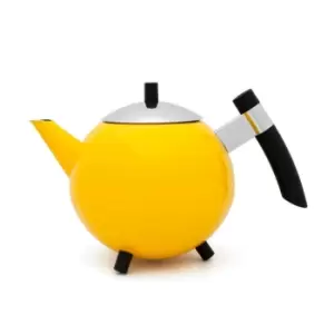 image of Bredemeijer Teapot Double Wall Duet Design Meteor 1.2L in Ochre Yellow with Chro