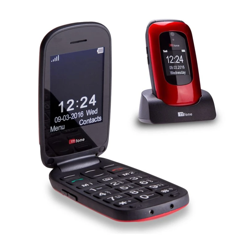 Image of TTfone Easy-to-Use Red Flip Phone: TTfone Lunar TT750 - Big Button, Easy Menu, EE Pay As You Go SIM