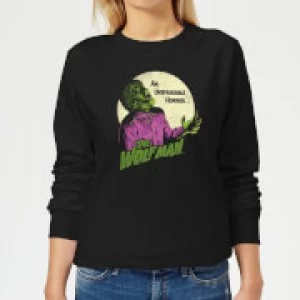 image of Universal Monsters The Wolfman Retro Womens Sweatshirt - Black